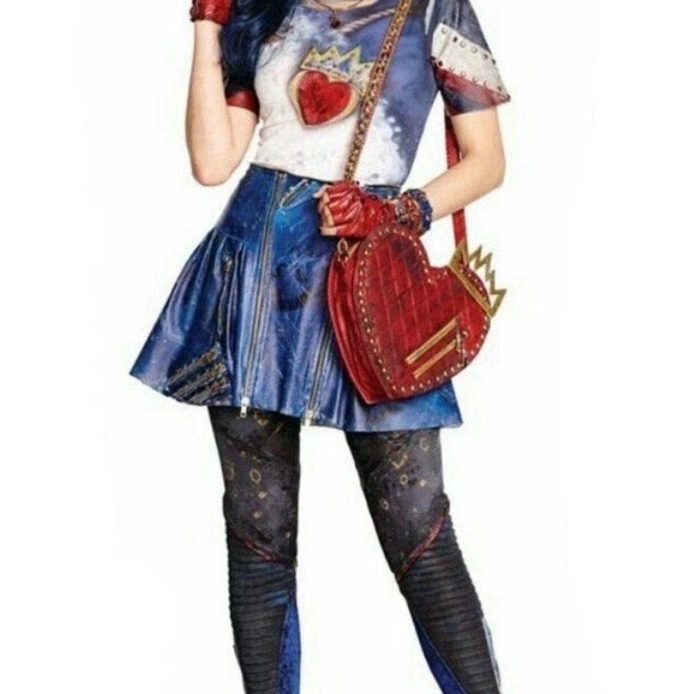 Disney Descendants Purse Heart Evie Faux Leather Crossbody Bag with Crown Detail